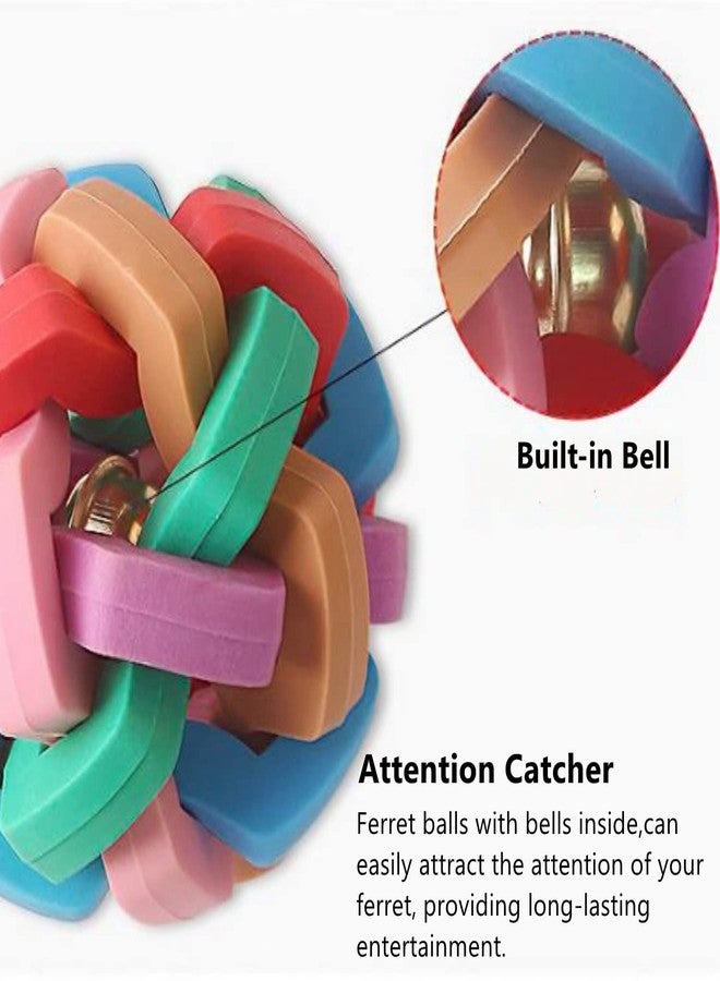 WCDJOMOP 3 Pack Bouncy Rubber Balls - Colorful Wiggle Balls with Built-in Bell for Ferret Teeth Grinding, Interactive Sound Toy, Exercise & Scratch Chew Toys for Indoor Pet Cat Dog - Image 5